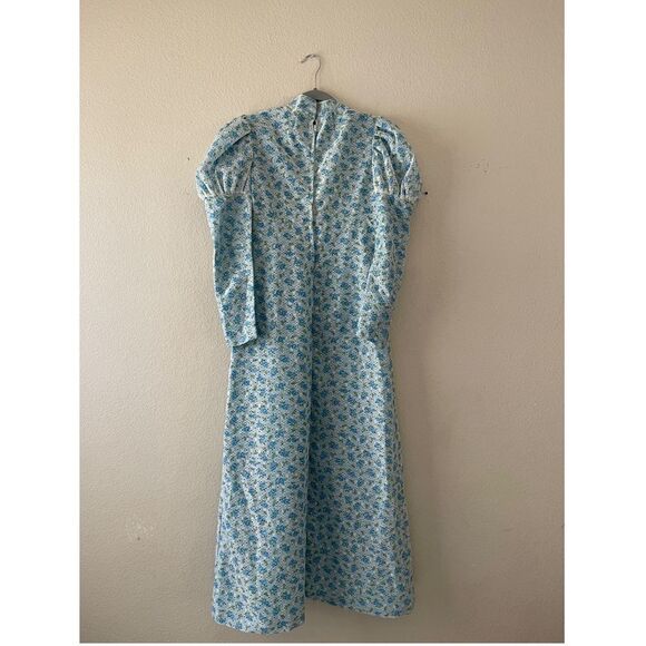 Vintage lace overlay puff sleeve cottagecore midi dress - Picture 14 of 14